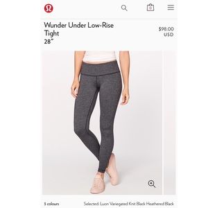 Lululemon low-rise  Wunder Under leggings, tight